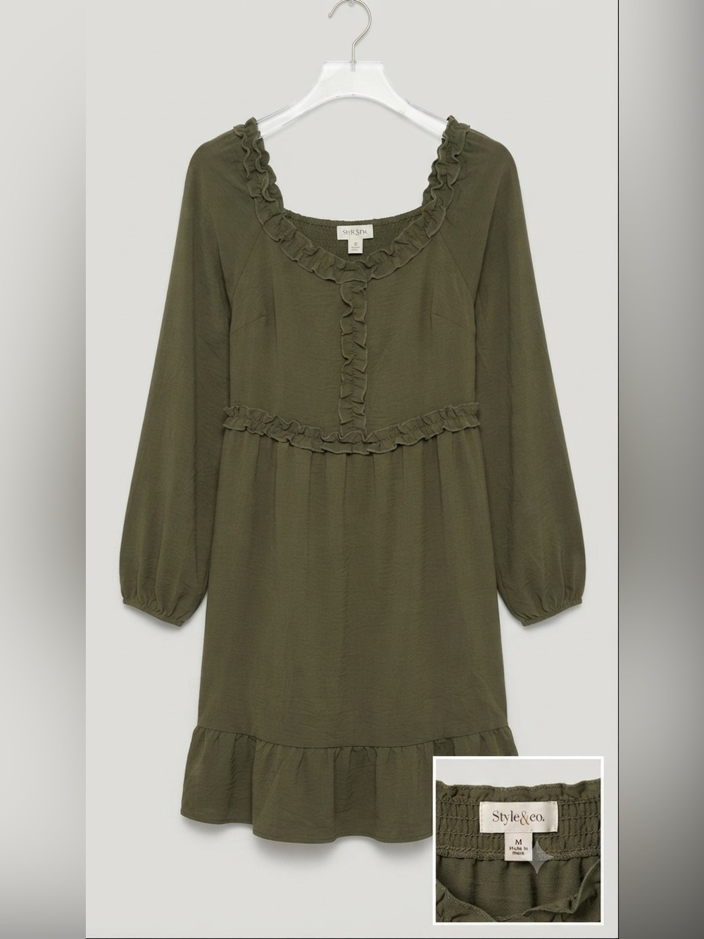 NWT Dokotoo Olive Green Ruffled Mini Dress
